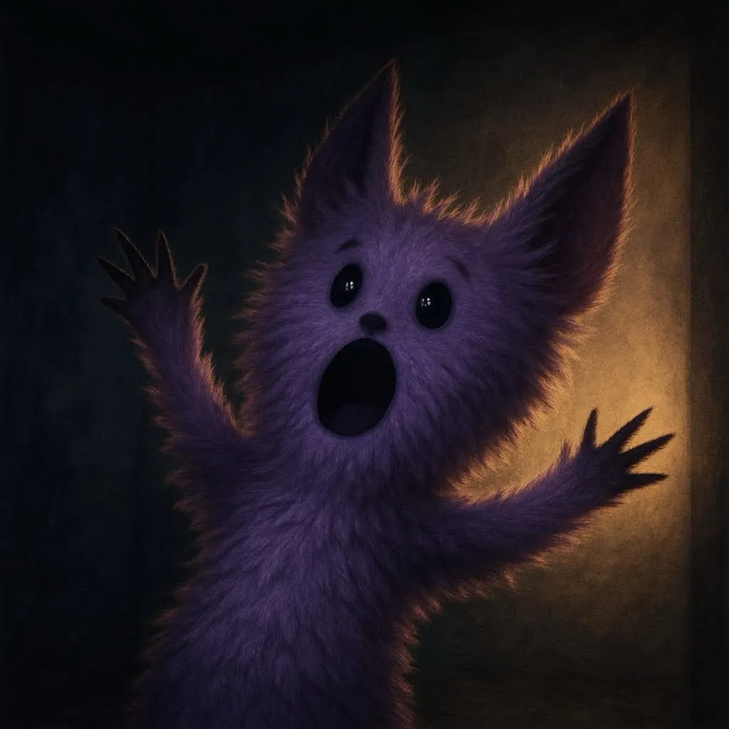 Monster in dark room with lighting effects